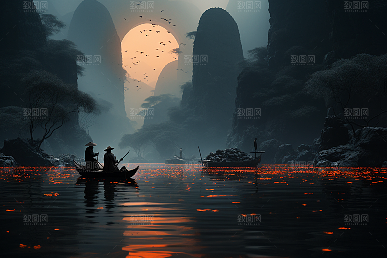 桂林山水旅行精致摄影图