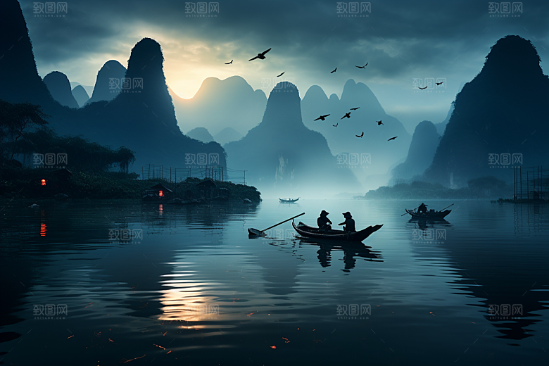 桂林山水河流旅行摄影图