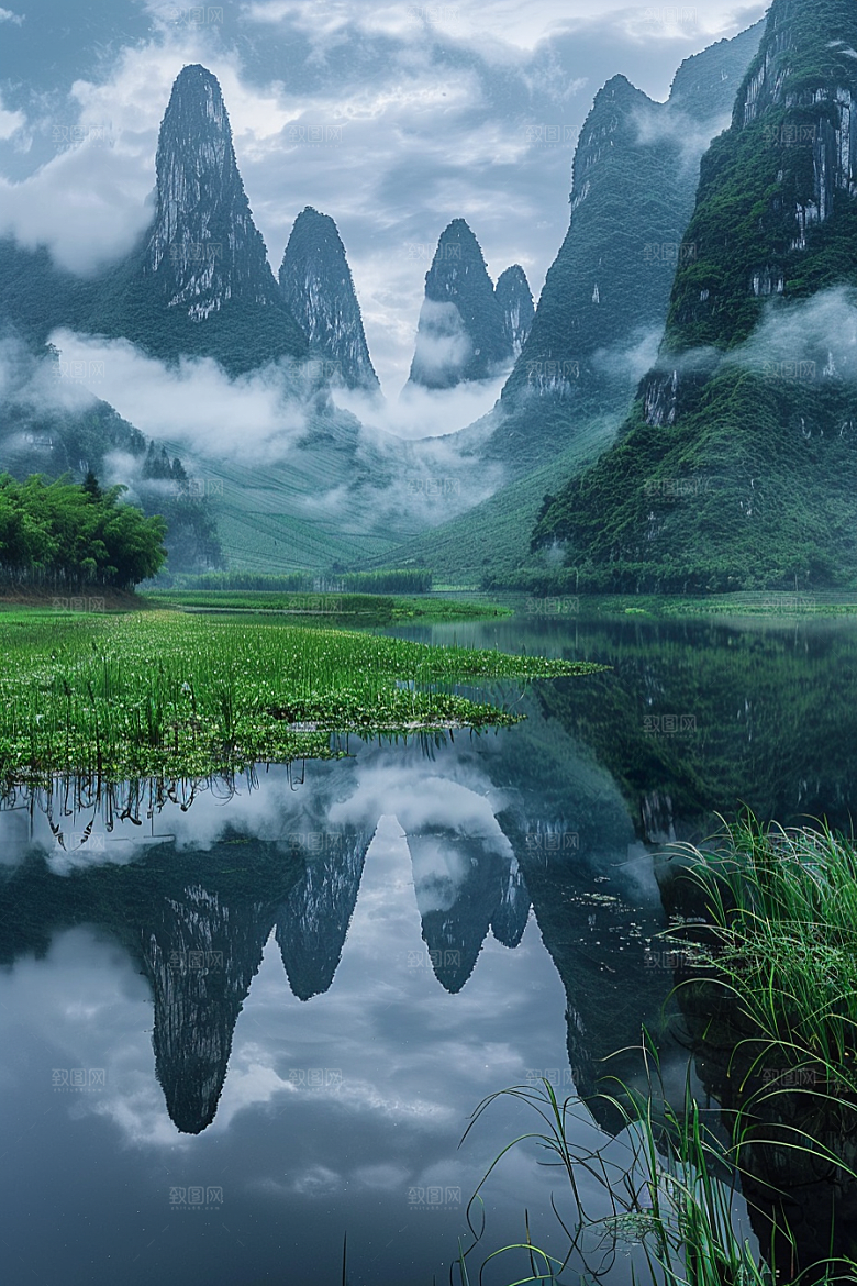 桂林山水漓江阳朔摄影图