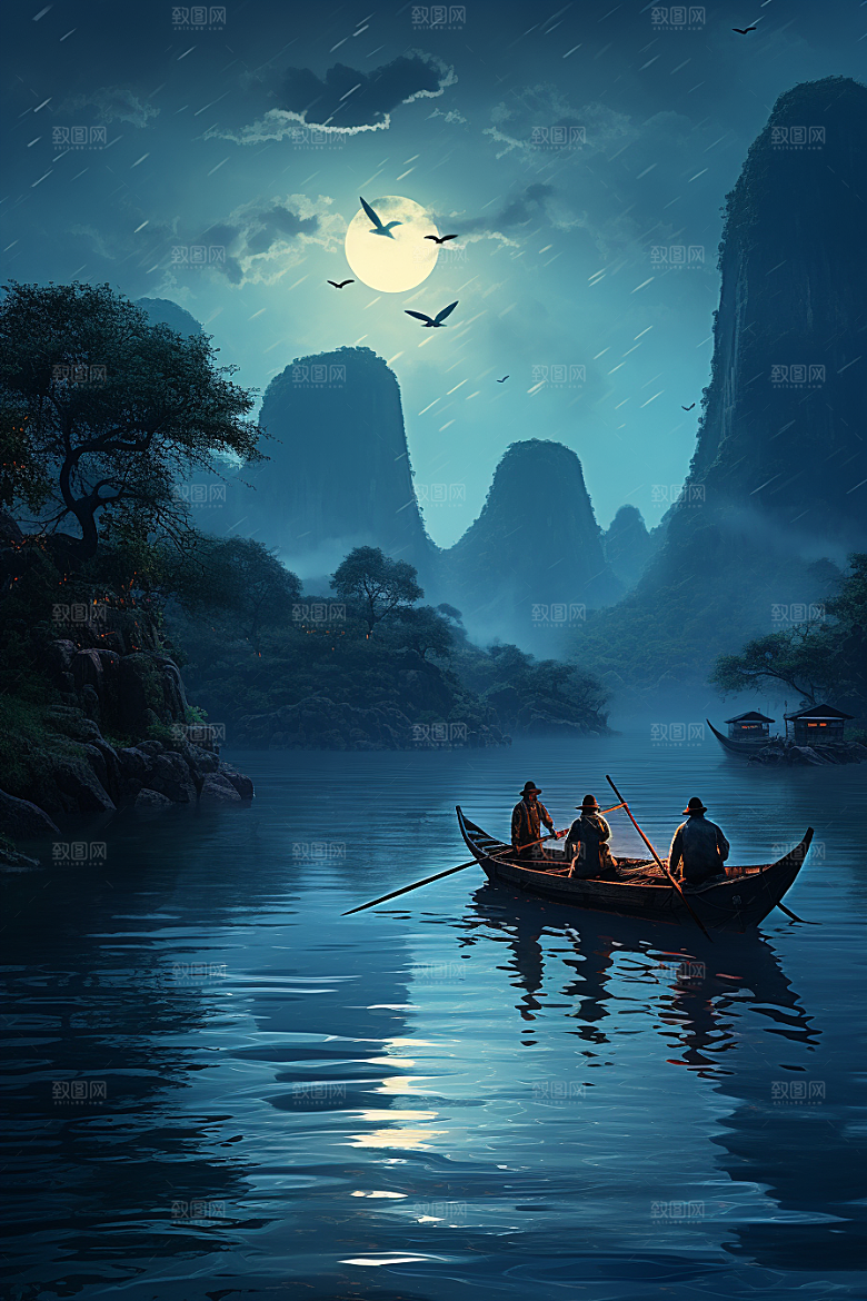 桂林山水旅行河流摄影图