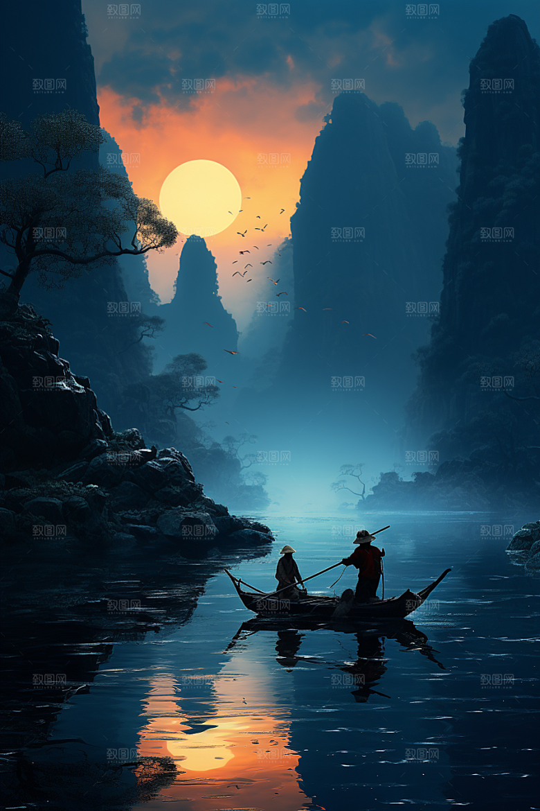 桂林山水阳朔广西摄影图