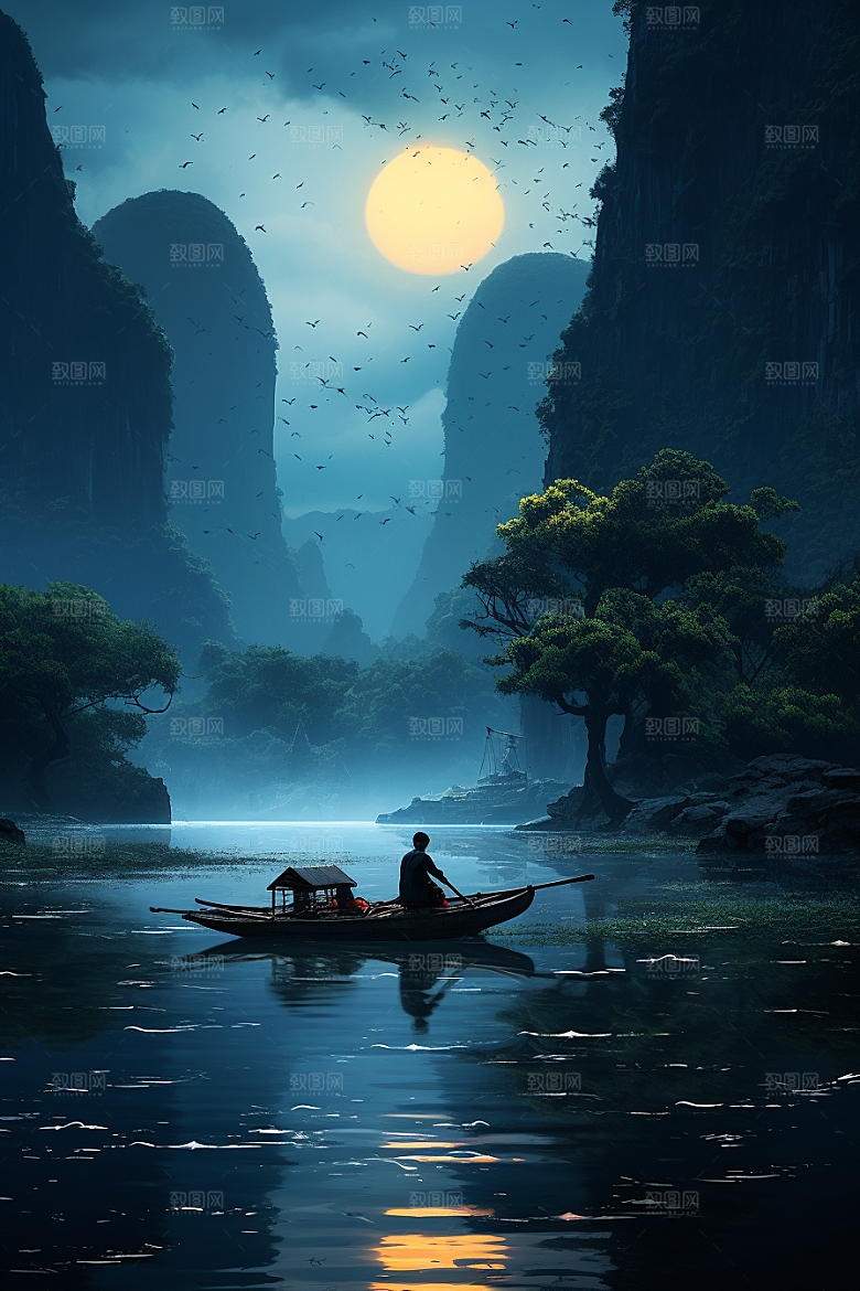 桂林山水高清阳朔摄影图