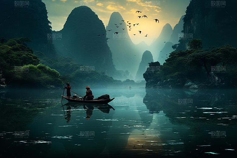 桂林山水精致广西摄影图