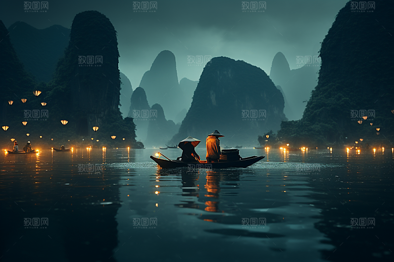 桂林山水旅行大气摄影图