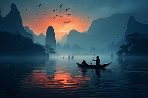 桂林山水阳朔风光摄影图