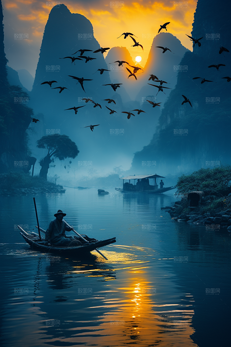 桂林山水旅行大气摄影图