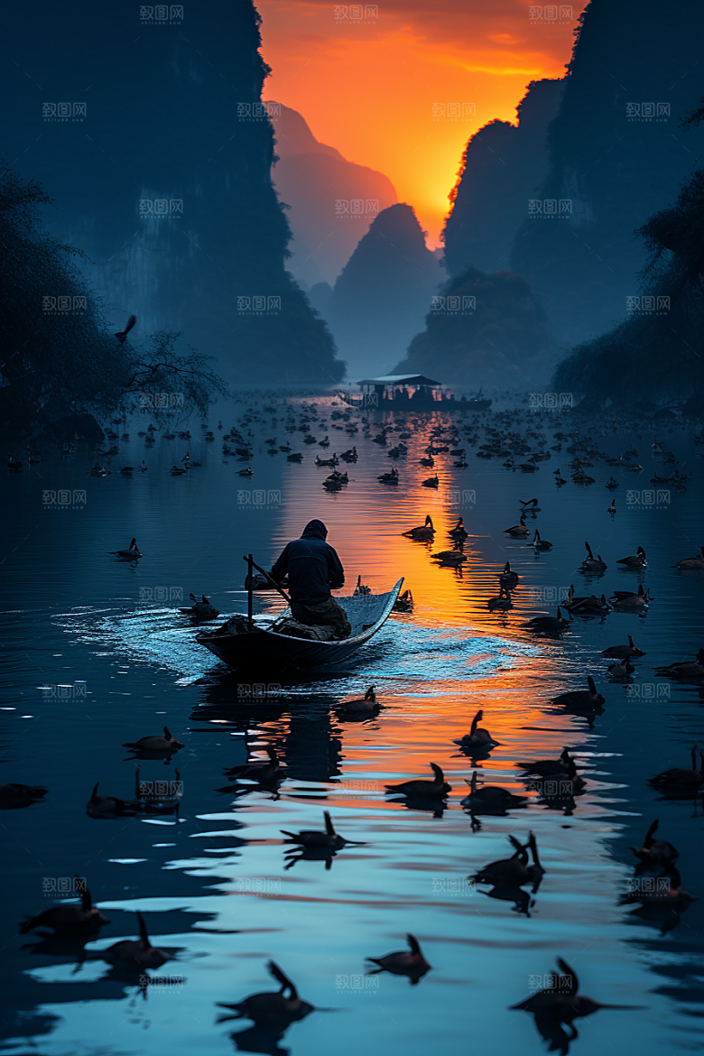 桂林山水广西河流摄影图