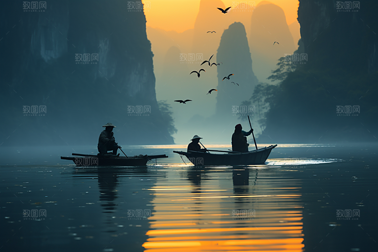 桂林山水旅行大气摄影图