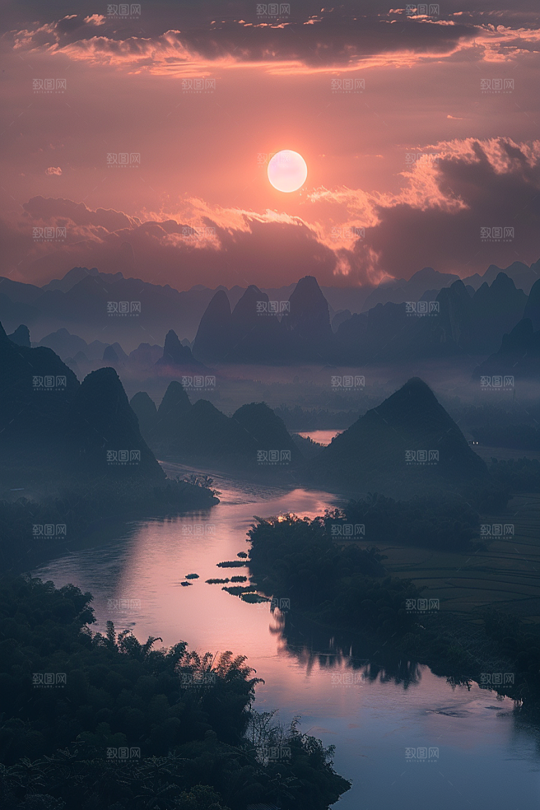 桂林山水河流山川摄影图