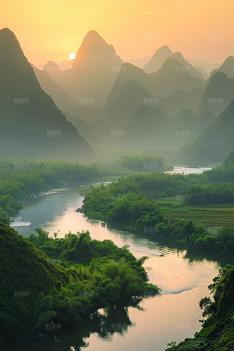 桂林山水唯美广西摄影图