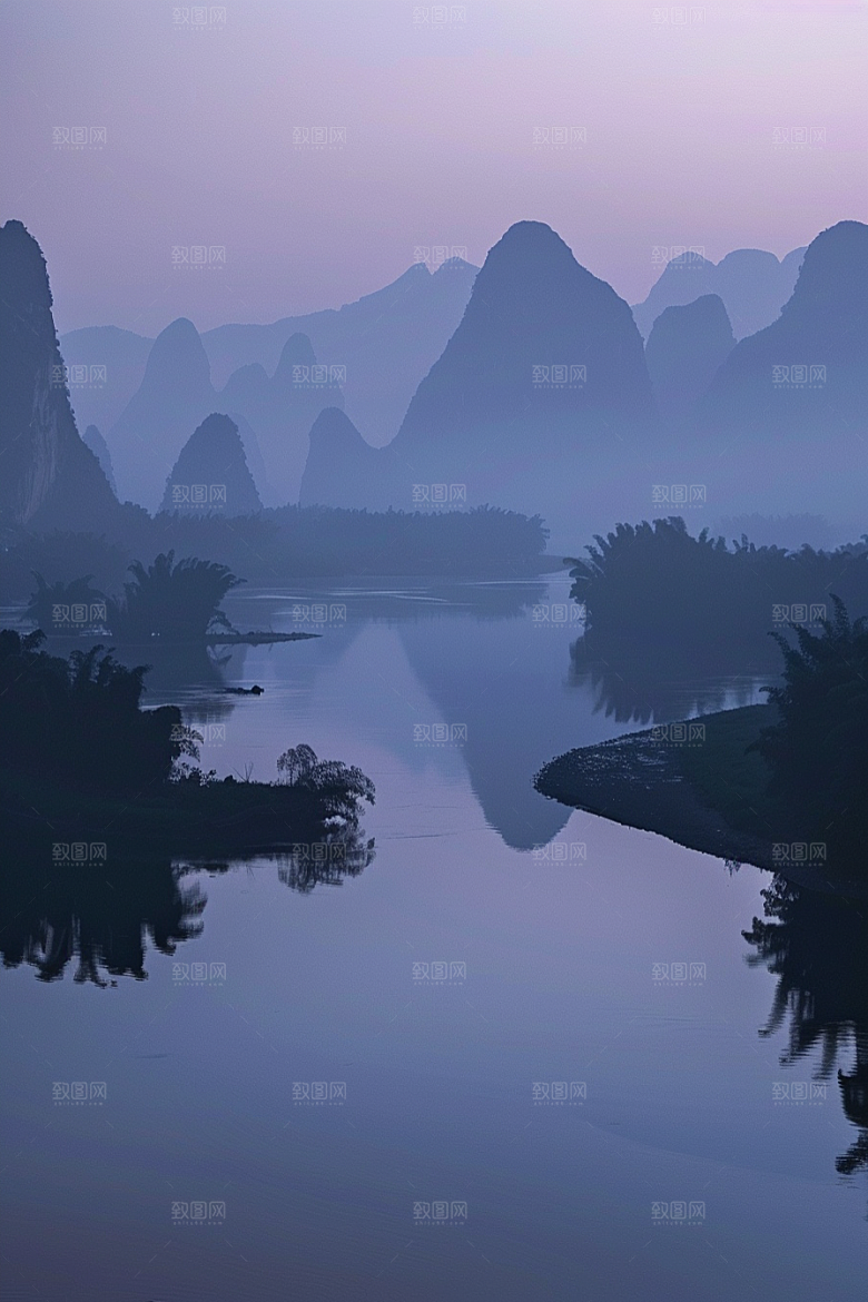 桂林山水漓江河流摄影图