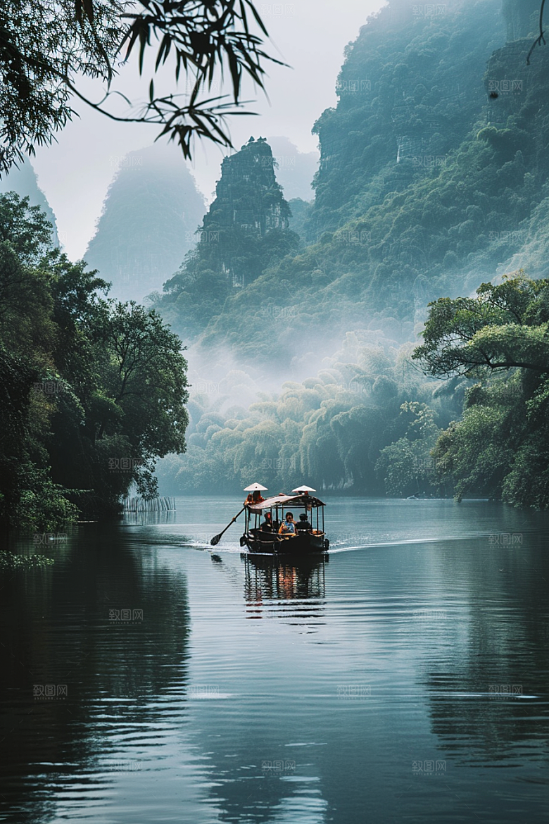 桂林山水大气河流摄影图
