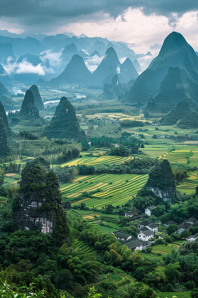 桂林山水唯美河流摄影图