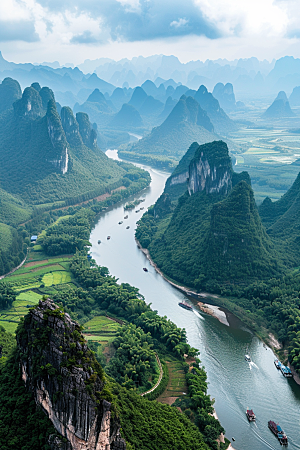 桂林山水风光喀斯特地貌摄影图