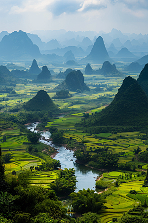 桂林山水喀斯特地貌旅游摄影图