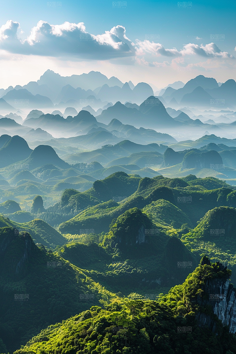 桂林山水阳朔漓江摄影图