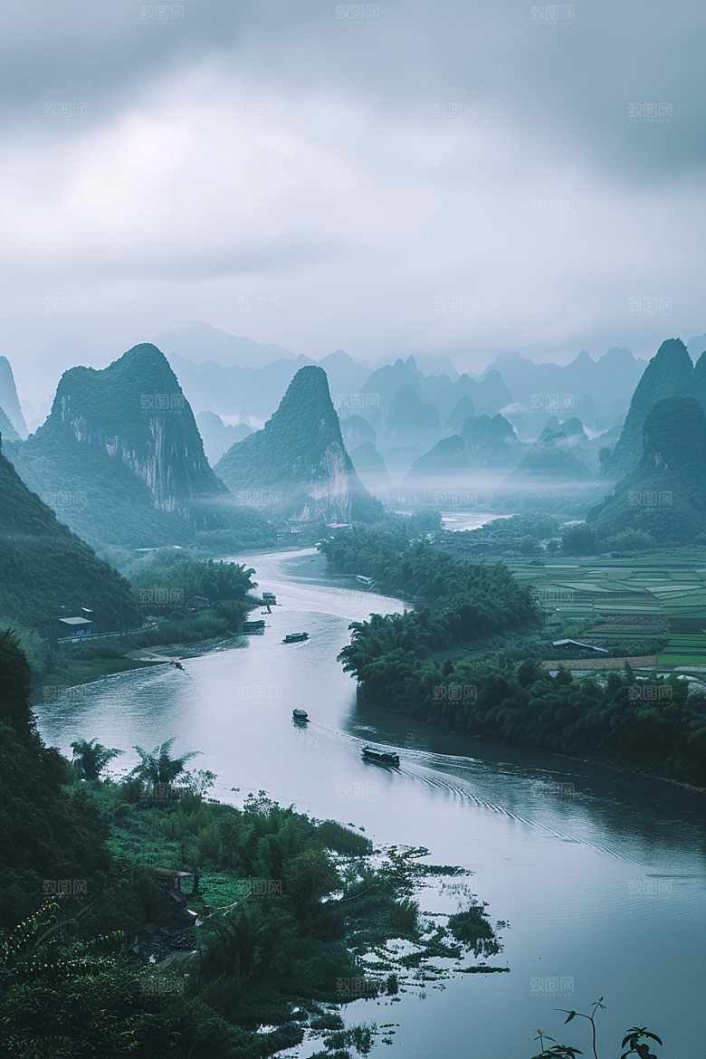 桂林山水自然阳朔摄影图