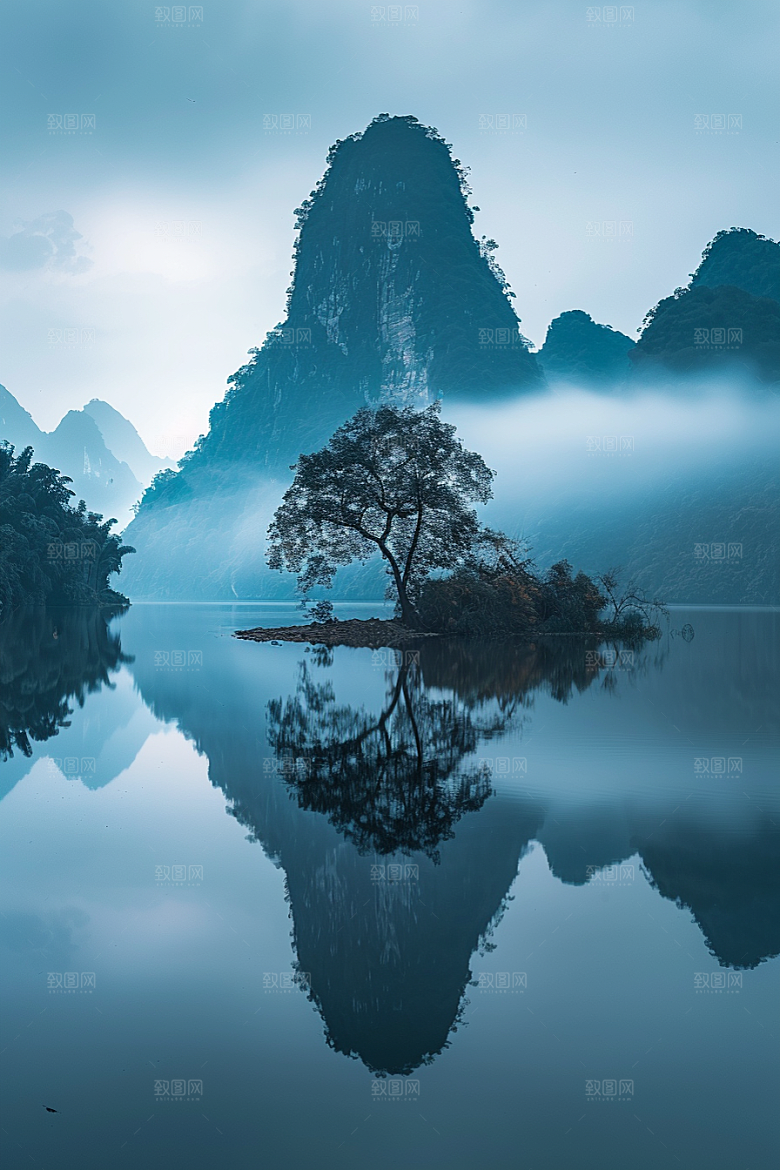桂林山水唯美河流摄影图