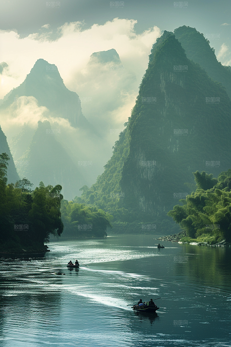 桂林山水河流精致摄影图