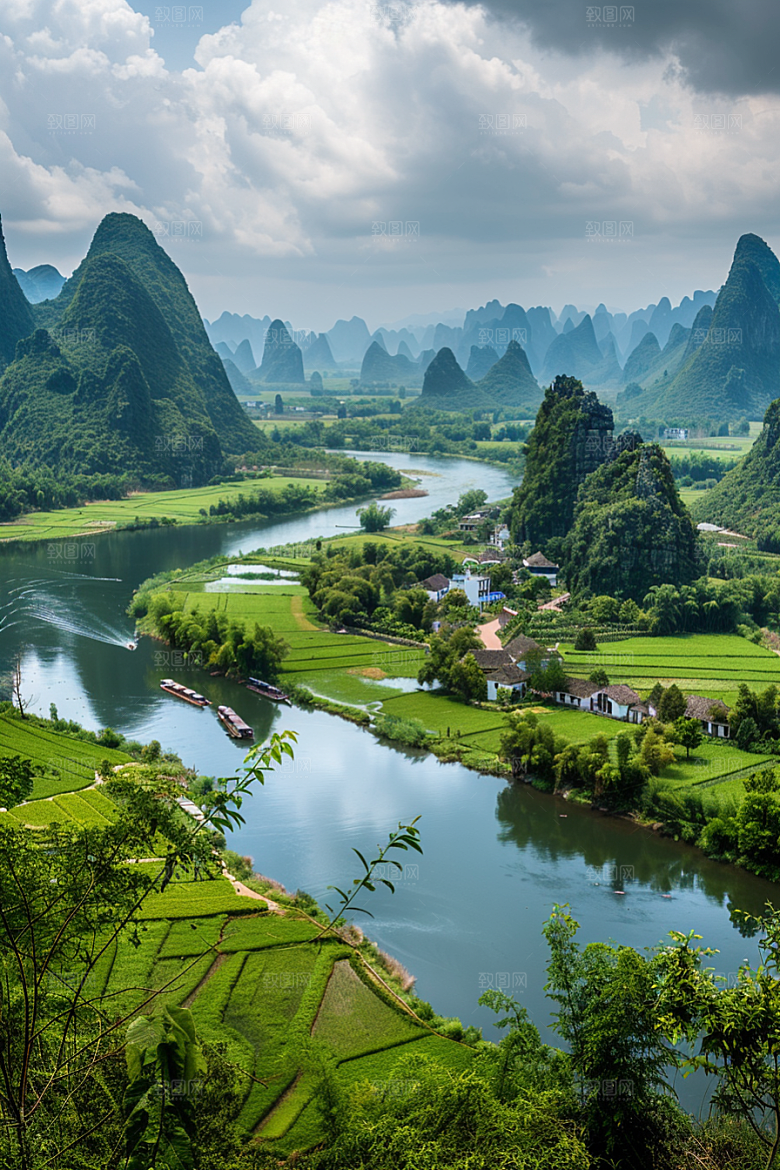 桂林山水风光河流摄影图