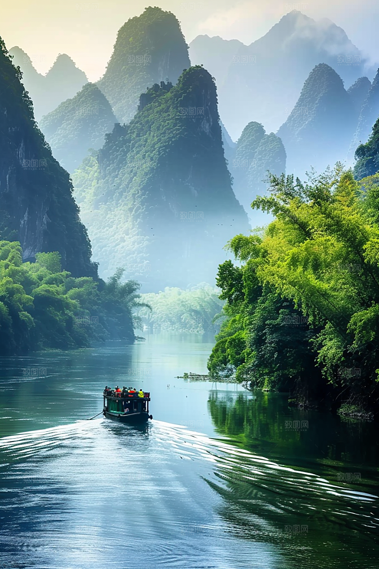 桂林山水高清河流摄影图