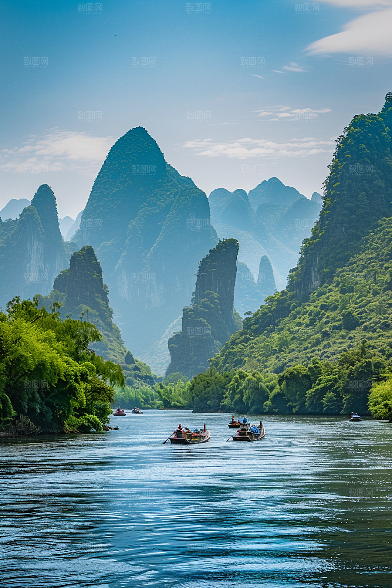 桂林山水河流旅行摄影图