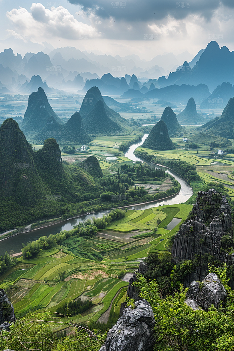 桂林山水旅行河流摄影图