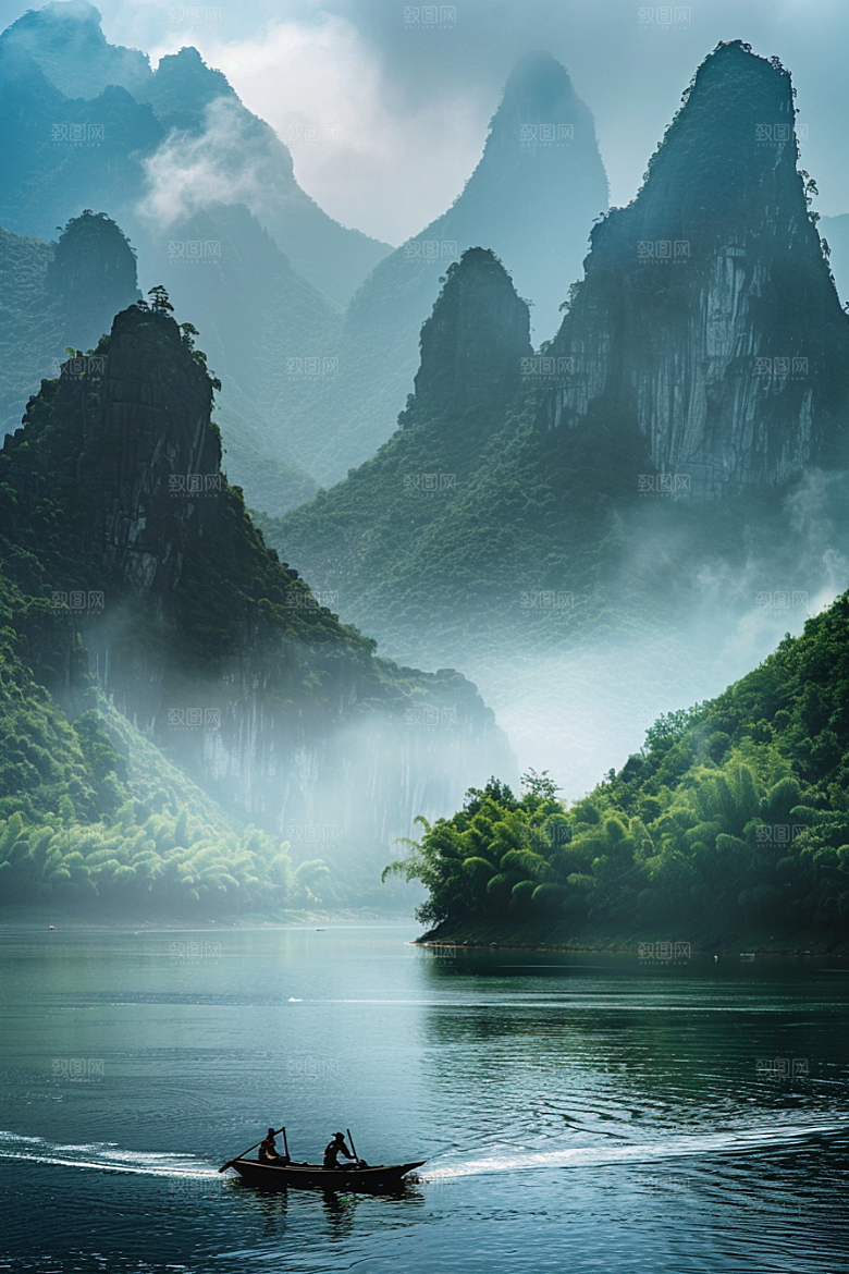 桂林山水风光漓江摄影图