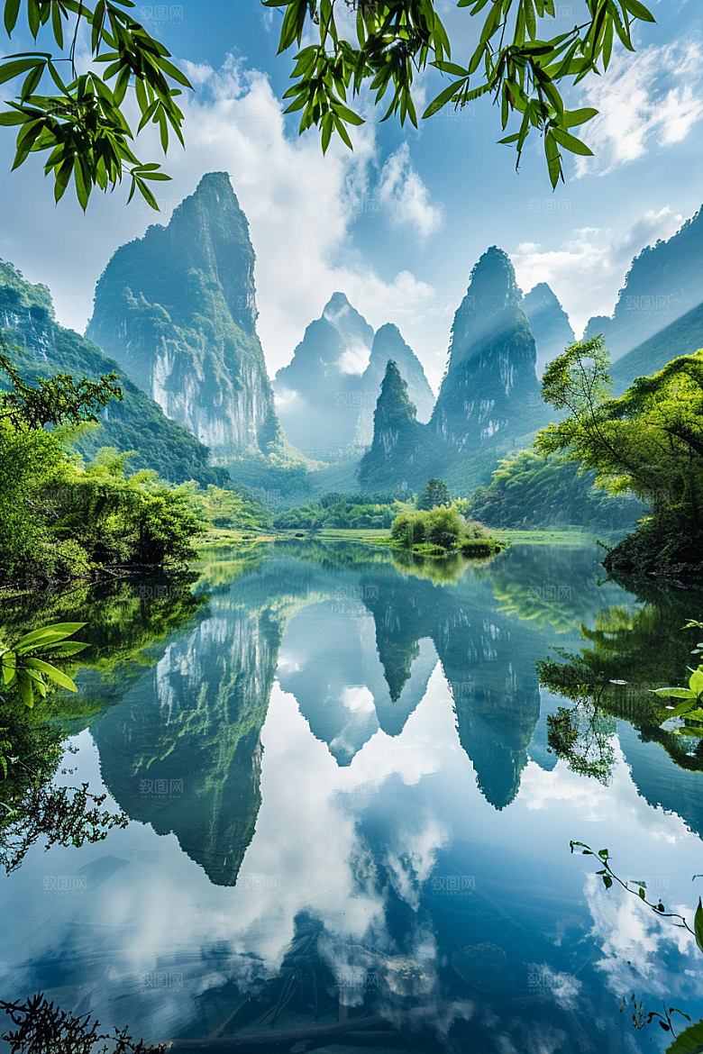 桂林山水风光阳朔摄影图