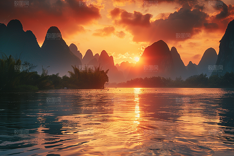 桂林山水河流精致摄影图