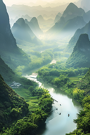 桂林山水漓江风光摄影图