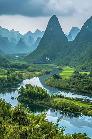 桂林山水河流唯美摄影图