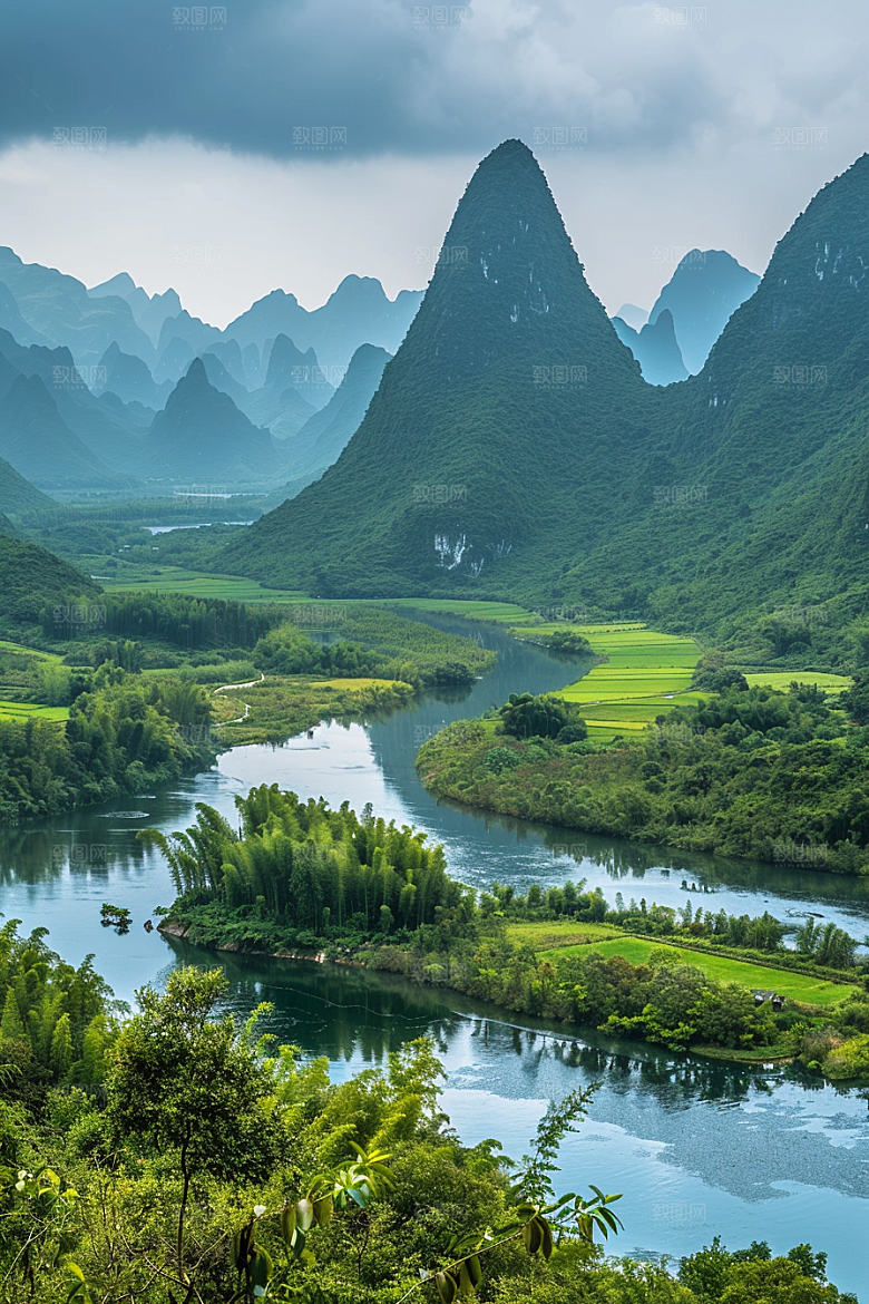 桂林山水河流唯美摄影图