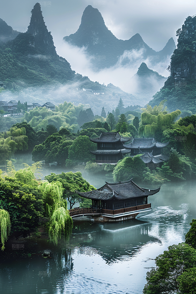 桂林山水广西喀斯特地貌摄影图