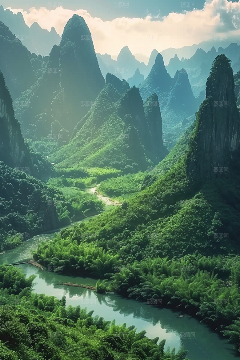 桂林山水唯美旅游摄影图