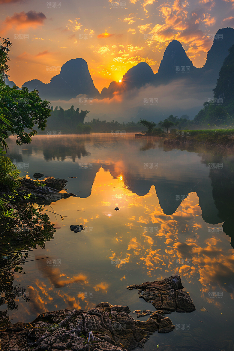 桂林山水旅行阳朔摄影图