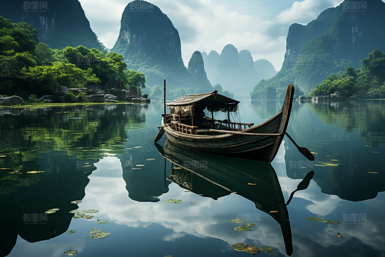 桂林山水旅游阳朔摄影图