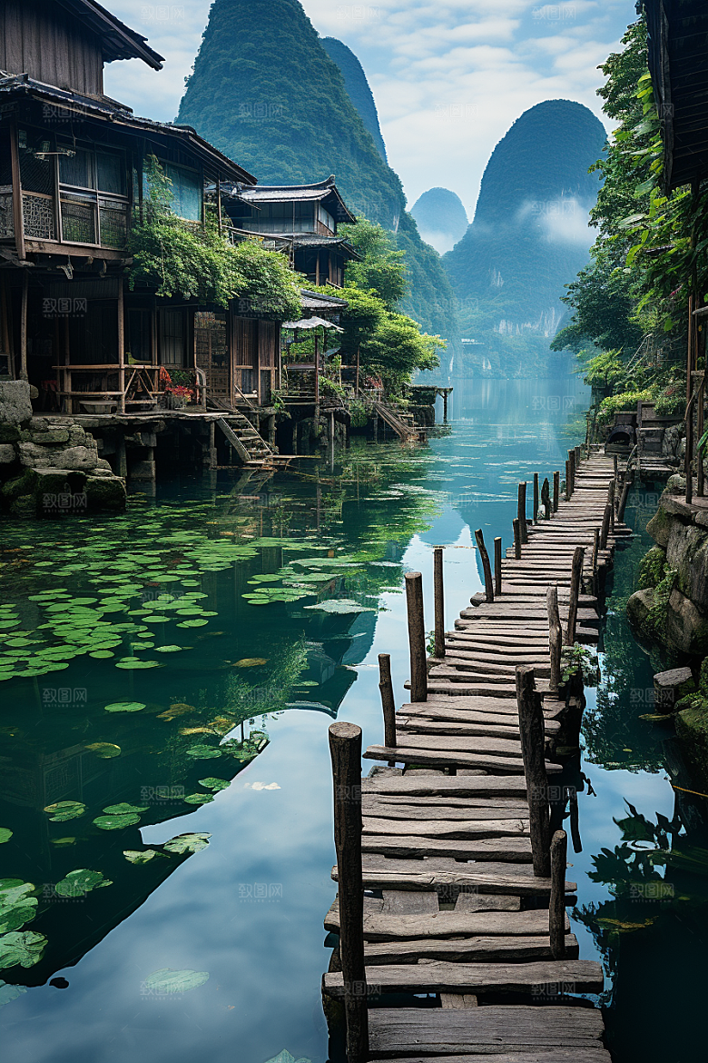 桂林山水唯美广西摄影图