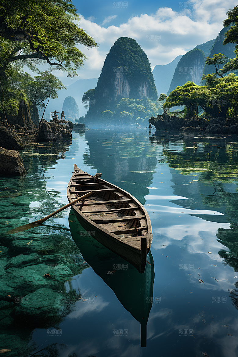 桂林山水精致喀斯特地貌摄影图