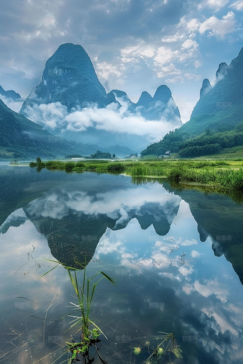 桂林山水旅游漓江摄影图