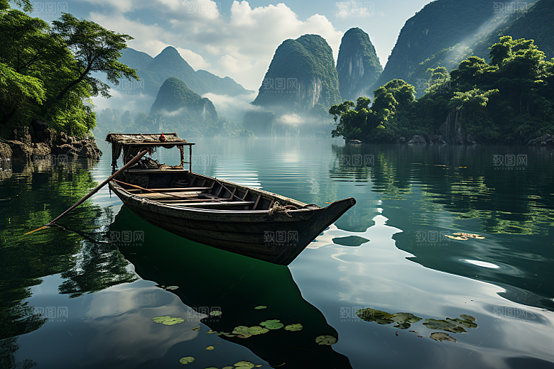 桂林山水旅行喀斯特地貌摄影图