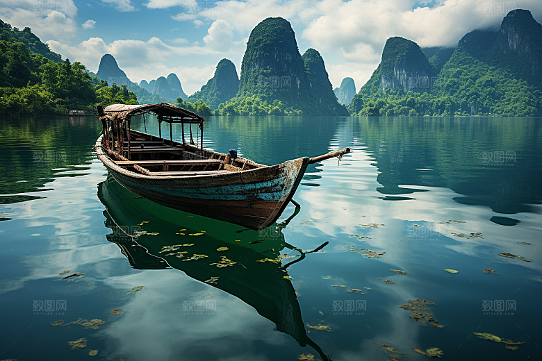 桂林山水河流广西摄影图