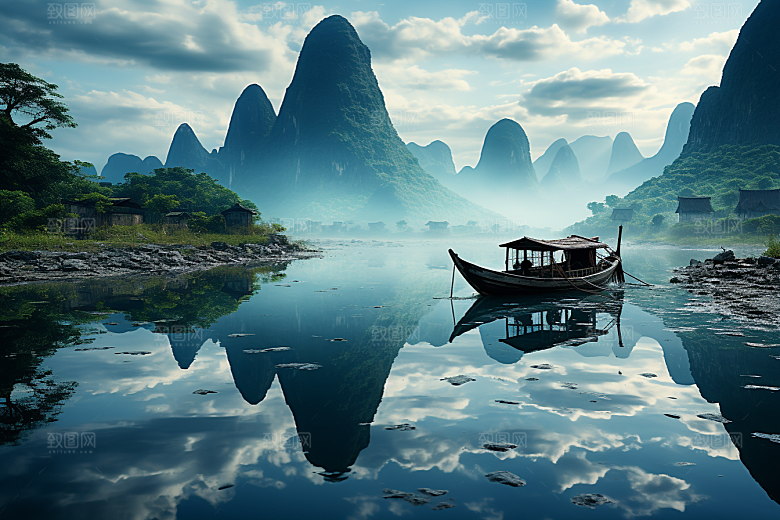 桂林山水自然漓江摄影图