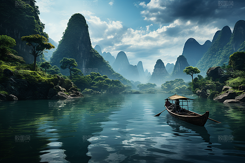 桂林山水广西喀斯特地貌摄影图
