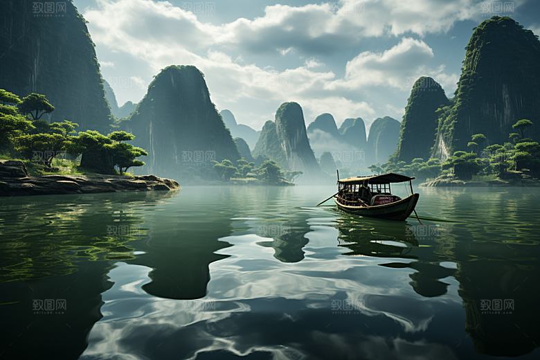 桂林山水旅游漓江摄影图