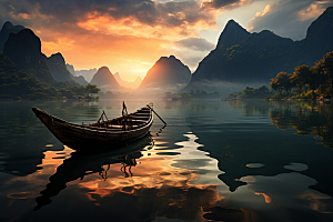 桂林山水旅行精致摄影图