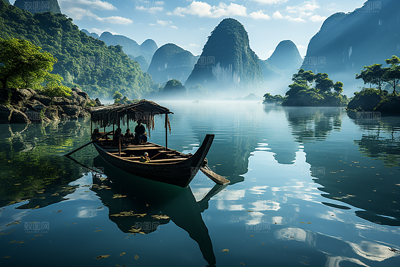 桂林山水河流广西摄影图