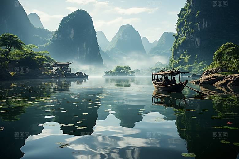 桂林山水旅行广西摄影图