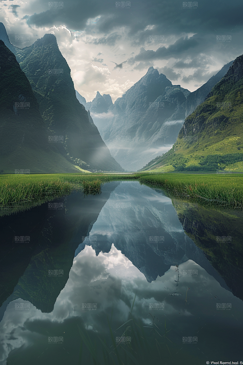 桂林山水喀斯特地貌旅行摄影图