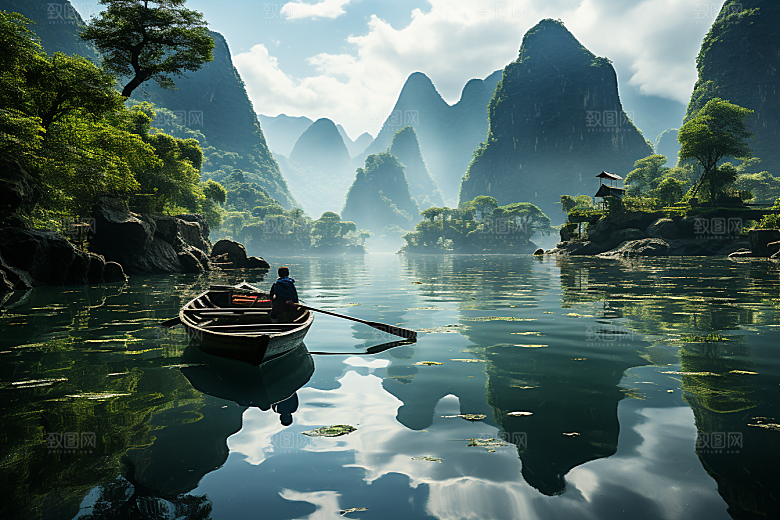 桂林山水河流大气摄影图